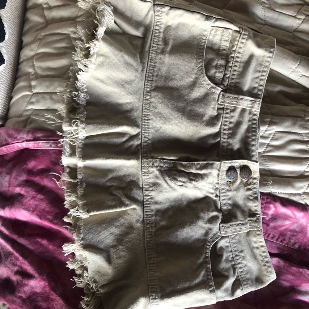 Abercrombie & Fitch Tan Mini Skirt Frayed Hem